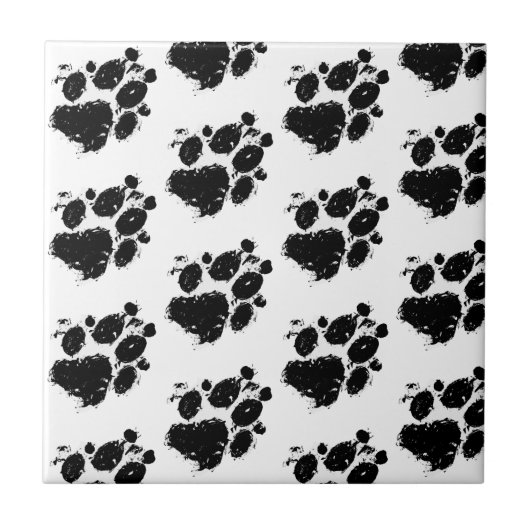 Schwarz-Weiß-Paws-Hundeteile Fliese (Vorderseite)