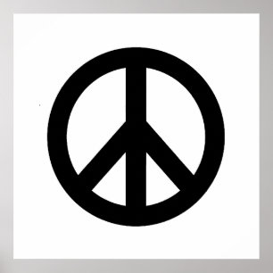 Schwarz-weiß Peace Sign Symbol Poster