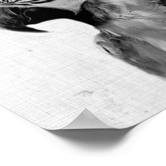 Schwarz-Weiß-Peekaboo Parrot Minimalistisches Kind Poster (Ecke)