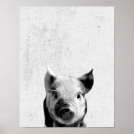Schwarz-Weiß-Peekaboo Piglet Minimalistisches Kind Poster