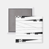 Schwarz-weiß Peeking Mummy Halloween Spaß Magnet (Vorderseite/Rückseite)