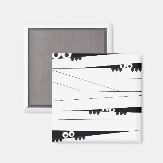 Schwarz-weiß Peeking Mummy Halloween Spaß Magnet (Vorderseite/Rückseite)