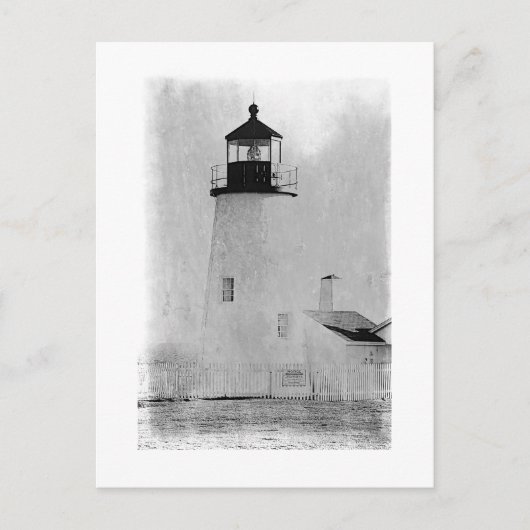 Schwarz-Weiß-Pemaquid-Leuchtturm in Maine Postkarte (Vorderseite)
