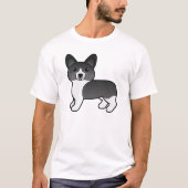 Schwarz-Weiß-Pembroke Wal Corgi Cartoon Dog T-Shirt (Vorderseite)