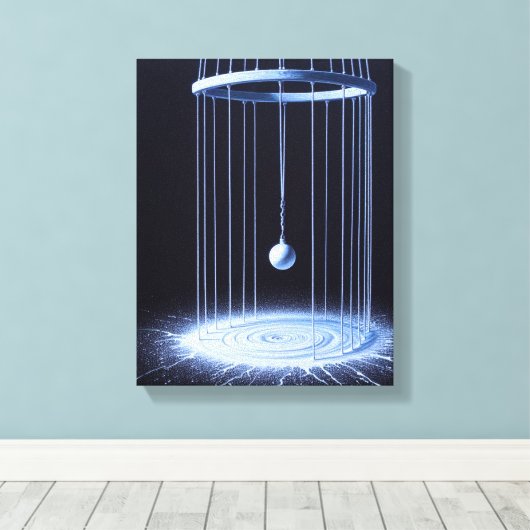 Schwarz-Weiß-Pendel-Stretchkanvas drucken Leinwanddruck (Insitu (Holzboden))