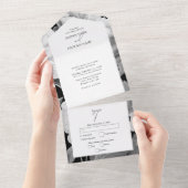 Schwarz-Weiß-Peonies-Hochzeit All In One Einladung (Abreißen)