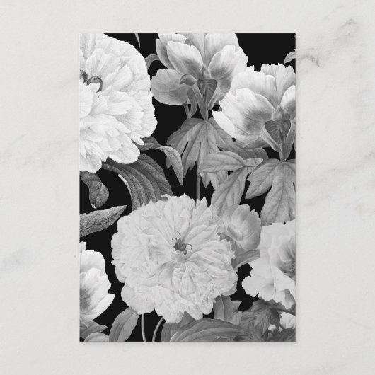Schwarz-Weiß-Peonies-Hochzeit Begleitkarte (Rückseite)