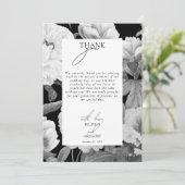 Schwarz-Weiß-Peonies-Hochzeit Dankeskarte (Stehend Vorderseite)