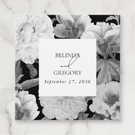 Schwarz-Weiß-Peonies-Hochzeit Geschenkanhänger