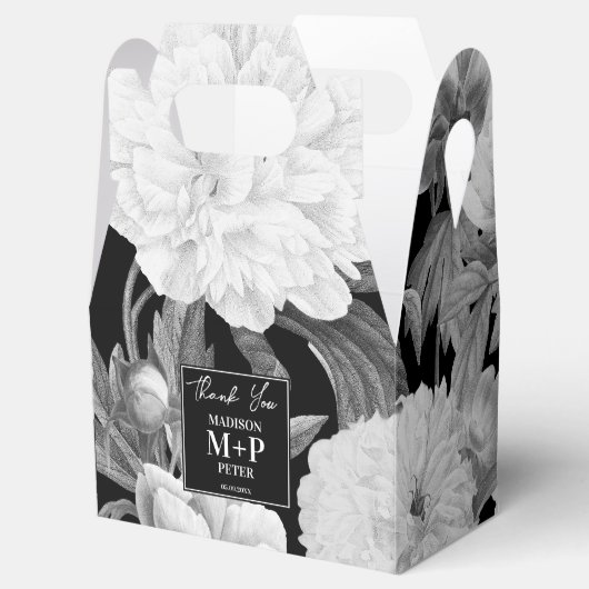 Schwarz-Weiß-Peonies-Hochzeit Geschenkschachtel (Geöffnet)