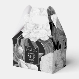 Schwarz-Weiß-Peonies-Hochzeit Geschenkschachtel