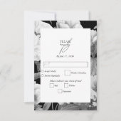 Schwarz-Weiß-Peonies-Hochzeit RSVP Karte (Vorderseite)