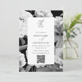 Schwarz-Weiß-Peonies-Hochzeit Save The Date (Stehend Vorderseite)