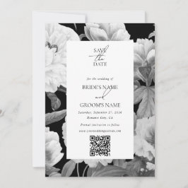Schwarz-Weiß-Peonies-Hochzeit Save The Date