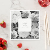 Schwarz-Weiß-Peonies-Hochzeit Serviette (Beispiel)