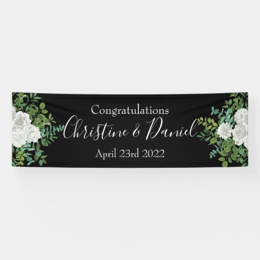 Schwarz-Weiß-Peony-Hochzeit mit Rose Banner (Horizontal)