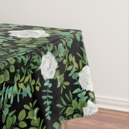 Schwarz-Weiß-Peony-Rose Tischdecke