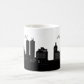 Schwarz-Weiß-Peoria, Illinois-Skyline Kaffeetasse (Mittel)
