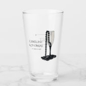 Schwarz-Weiß-Perlen-Champagnerglas-Hochzeit Glas (Vorderseite)