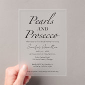Schwarz-Weiß-Perlen und Prosecco-Brautparty Acryleinladungen (Insitu (Handheld))