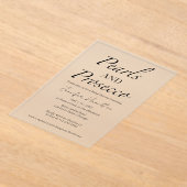 Schwarz-Weiß-Perlen und Prosecco-Brautparty Acryleinladungen (Ablage )