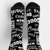 Schwarz-Weiß Personalisiert Coach Geschenk Name Ku Socken (Oben)