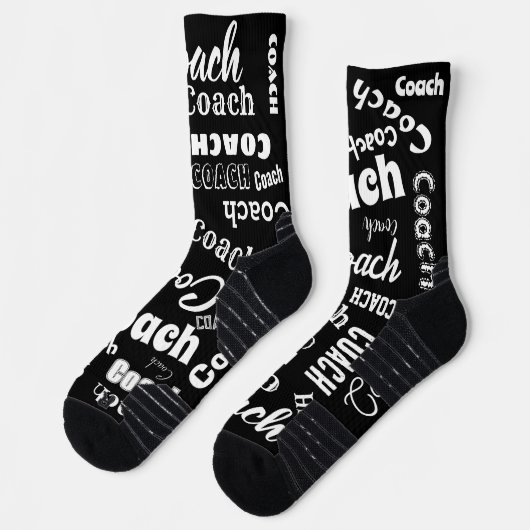Schwarz-Weiß Personalisiert Coach Geschenk Name Ku Socken (Links)