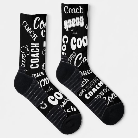 Schwarz-Weiß Personalisiert Coach Geschenk Name Ku Socken (Rechts)