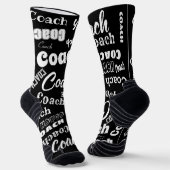 Schwarz-Weiß Personalisiert Coach Geschenk Name Ku Socken (Gewinkelt)