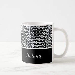 Schwarz/Weiß Personalisiert, Retro-Quadrat-Muster Kaffeetasse
