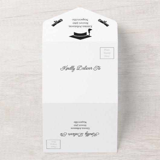 Schwarz-Weiß-Personalisiert Save the Date All In One Einladung (Außenbereich)