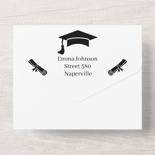 Schwarz-Weiß-Personalisiert Save the Date All In One Einladung (Rückseite)