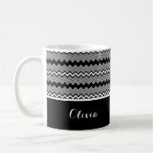 Schwarz/Weiß Personalisiert Zig Zag Muster & Schwa Kaffeetasse (Links)