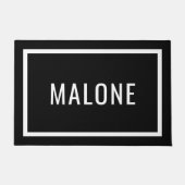 Schwarz-Weiß-Personalisierte Familienname Doormat Fußmatte (Vorderseite)