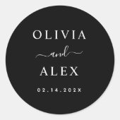 Schwarz-Weiß-Personalisierte Hochzeitsmonogramm Runder Aufkleber (Vorderseite)