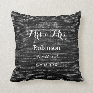 Schwarz-Weiß-Personalisierte Lesben-Hochzeit-Liebe Kissen