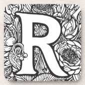 Schwarz-Weiß-Personalisierte Tinte Tattoo-Blume Getränkeuntersetzer (Vorderseite)