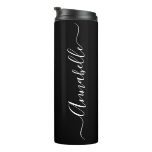 Schwarz-weiß personalisierter Name Thermotumbler Thermosbecher