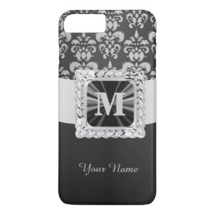Schwarz-weiß personalisierter Vintage-Damaskus Case-Mate iPhone Hülle
