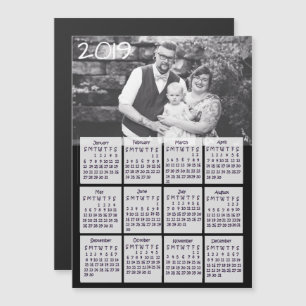 Schwarz-Weiß-Personalisiertes Foto 2019 Kalender Magneteinladung