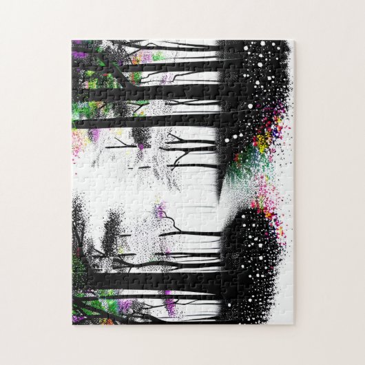 Schwarz-Weiß-Pfad und Abstrakter Waldweg Puzzle (Vertikal)