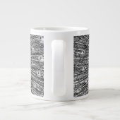 Schwarz-Weiß-Pfau Jumbo-Tasse (Rückseite)