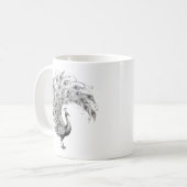 Schwarz-weiß-Pfau Kaffeetasse (Vorderseite Links)
