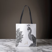 Schwarz-Weiß-Pfau-Monogramm Tasche