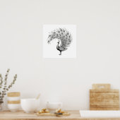 Schwarz-Weiß-Pfau Poster (Küche)