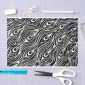 Schwarz-Weiß-Pfauenfedermuster Seidenpapier (Handwerk)