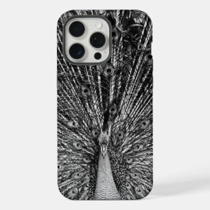 Schwarz-Weiß-Pfauenfotografie iPhone 15 Pro Max Hülle