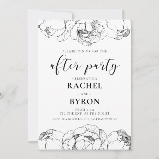 Schwarz-Weiß-Pfennig Hochzeit nach dem Party Einladung (Vorderseite)