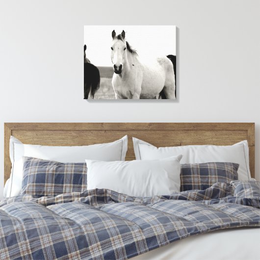 Schwarz-Weiß-Pferd in den Flint Hills Leinwanddruck (Insitu (Schlafzimmer))