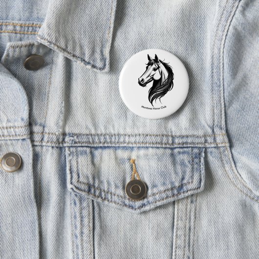 Schwarz-Weiß-Pferd-Kopfdarstellung Button (Beispiel)